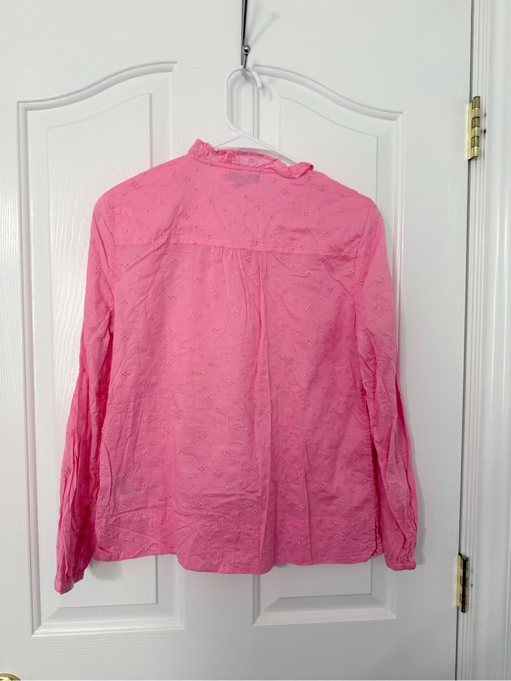 JCrew Pink Ruffle Front Button Blouse - Picture 2 of 2